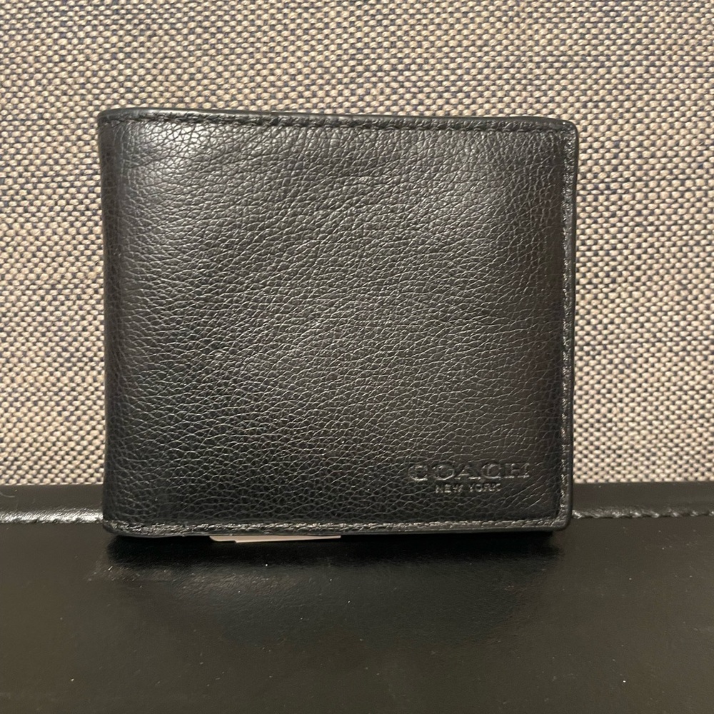 Coach Black Card Holder Leather Wallet Accessory